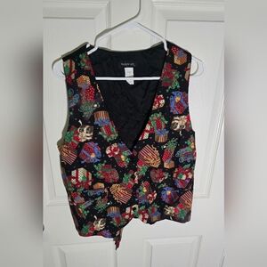 Vintage Womens Christmas Vest Medium